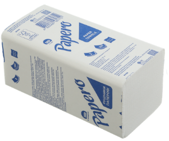 Рушники паперові целюлозні (210*220мм/200арк) 2-шарові V складання білі Papero RV060